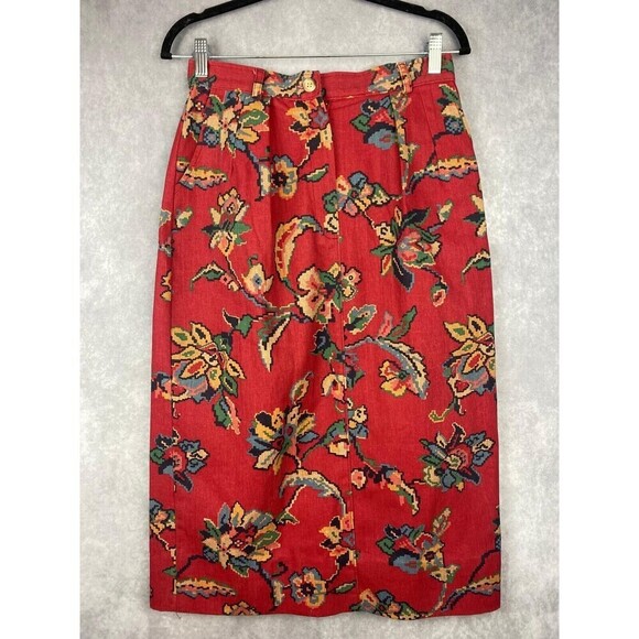 Vintage Willowbend Womens Midi Skirt Multicolor Boho Southwest Aztec Denim 10 - Picture 2 of 7
